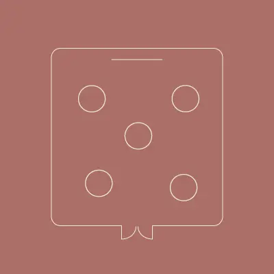Pictogramme d'une disposition de salle en cabaret, table ronde entourée de cinq chaises